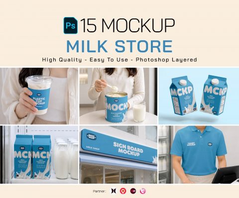 Premium Branding Milk Store Mockup