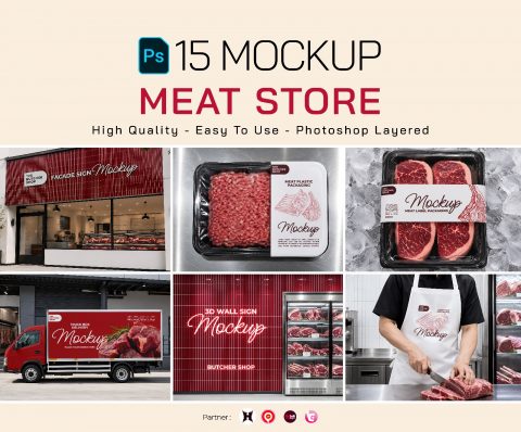 Premium Branding Steak Store Mockup