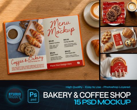 Premium Bakery & Coffee Shop Branding Mockup Bundle – 15 Aesthetic PSD Scenes for Cafe Identity