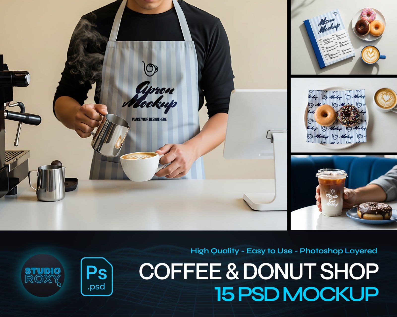 Coffee & Donut Shop Branding Mockup Bundle – 15 Premium PSD Scenes for Cafe Identity — image 1