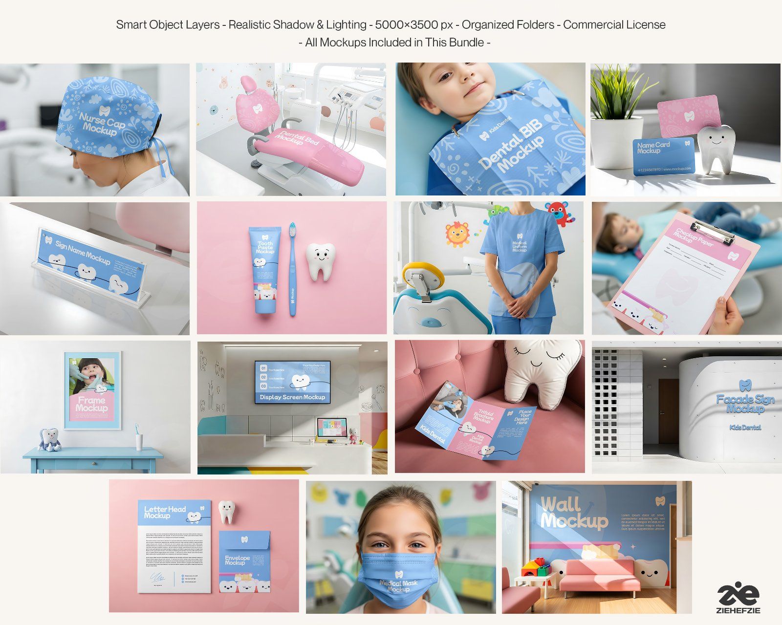 Children's Dental Clinic Branding Mockup Bundle – 15 Premium PSD Scenes for Pediatric Medical Identi — image 2