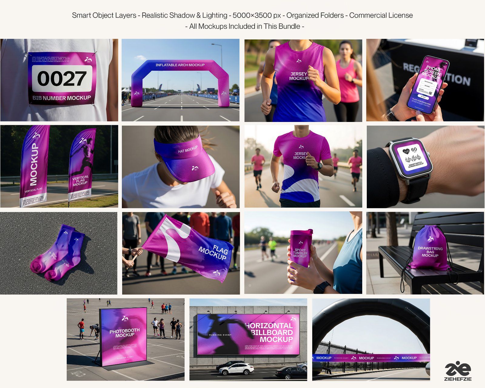 Premium Running Event 15 PSD Mockup Bundle Marathon Branding Kit — image 2