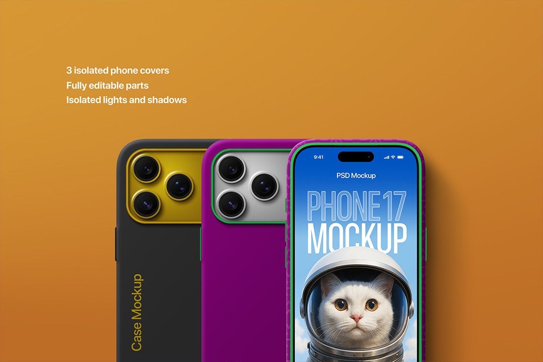 Phone Case Mockup – iPhone 17, Flat-Lay (3 Objects) — image 2