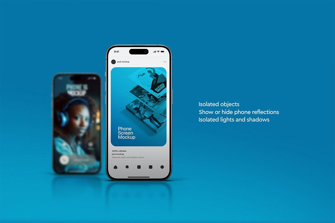 Phone Mockup – iPhone 16 Front-View Set (3 Objects) — image 2