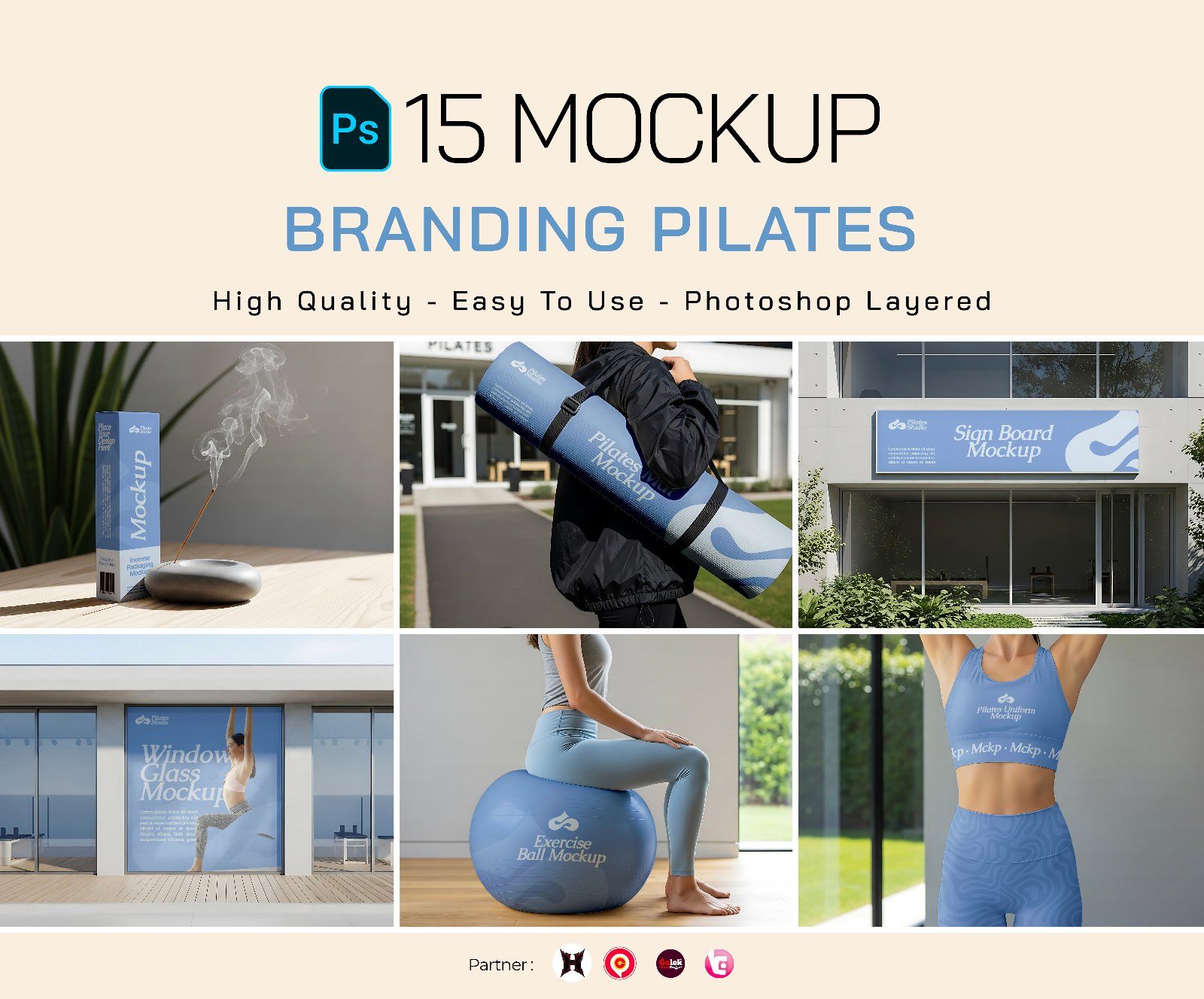 Premium Branding Blue Pilates Mockup — image 1