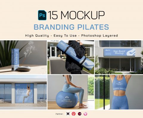 Premium Branding Blue Pilates Mockup