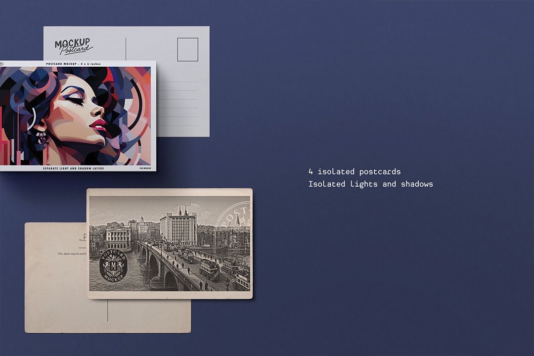 Postcard Mockup Set - 4 Isolated Cards — image 2