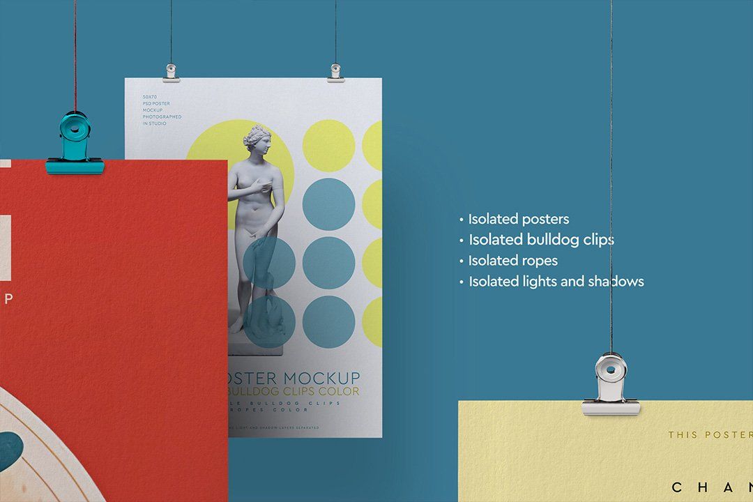 Poster Mockup – Hanging 50×70&nbsp;cm (3&nbsp;Objects) — image 2