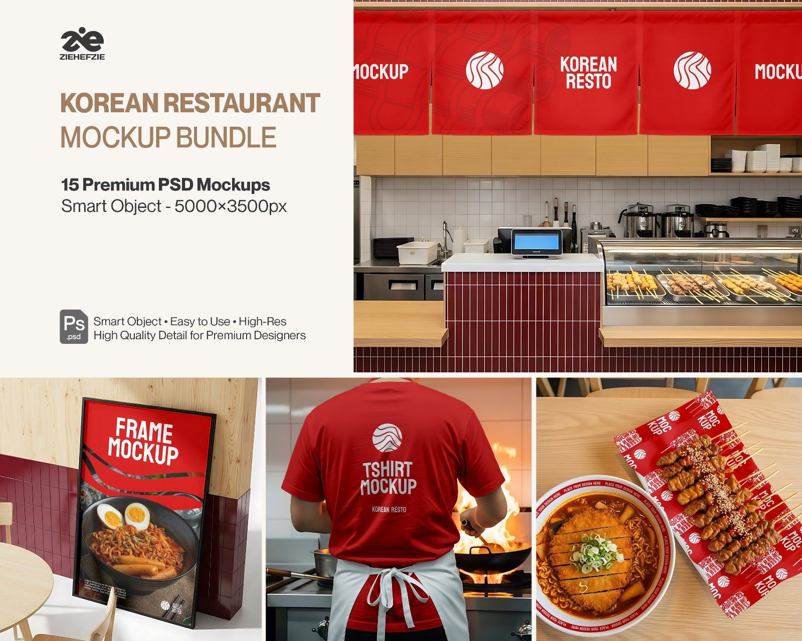 Korean Restaurant Mockup Bundle PSD – 15 Mockup Food Branding & Interior Design — image 1