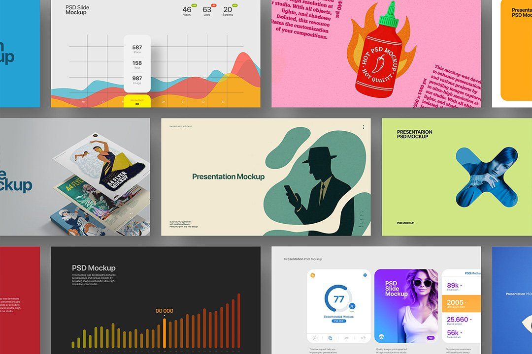 Presentation Slide Mockup – Screen Set (11 Objects) — image 1