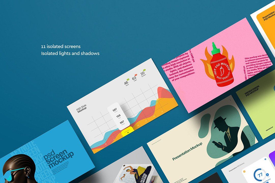 Presentation Slide Mockup – Screen Set (11 Objects) — image 2