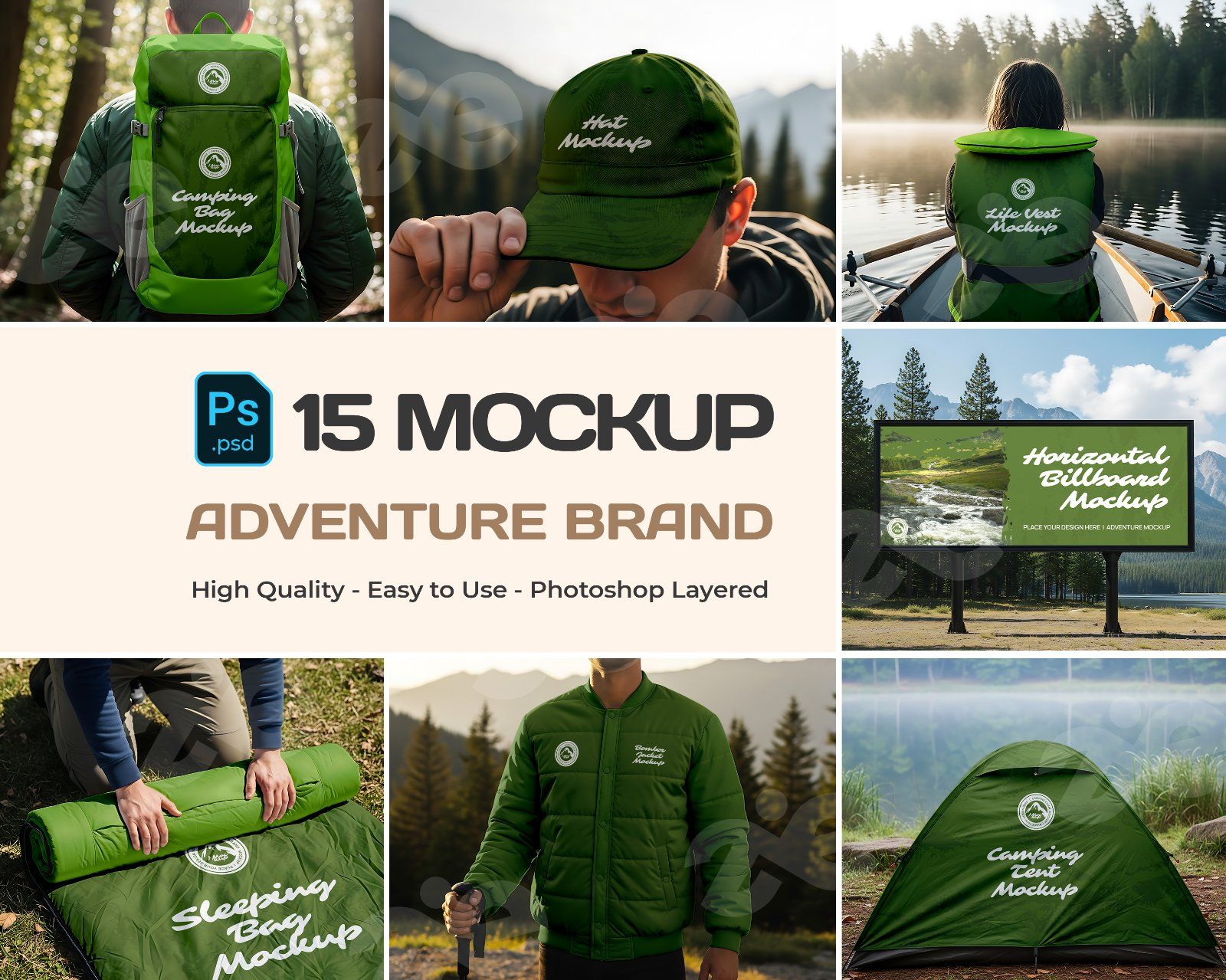 Adventure Brand Mockup Bundle – 15 PSD Templates for Outdoor & Camping Gear Design — image 1