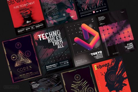Pure Techno Party Flyers Bundle