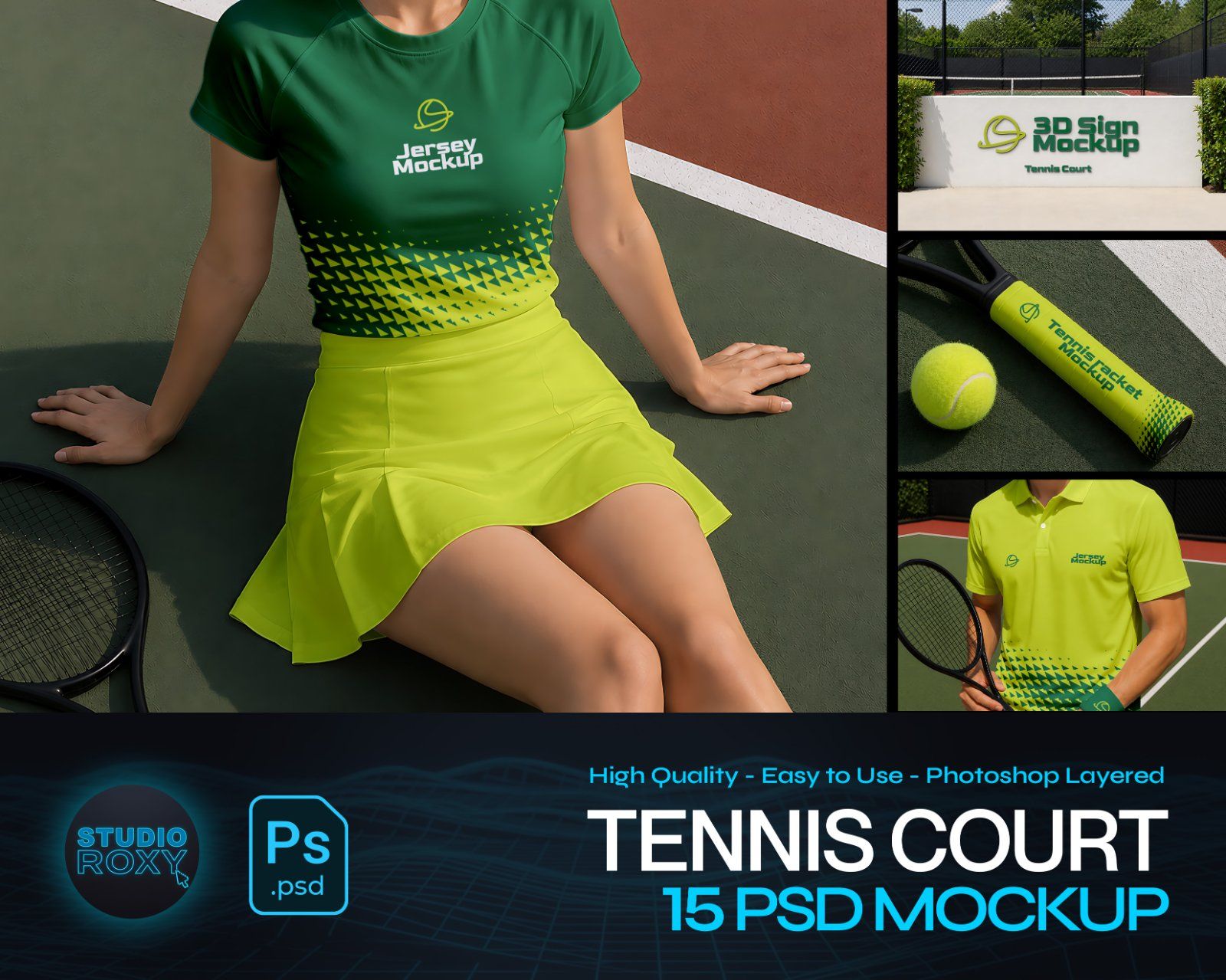 Premium Tennis Court Branding Mockup — image 1