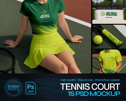 Premium Tennis Court Branding Mockup