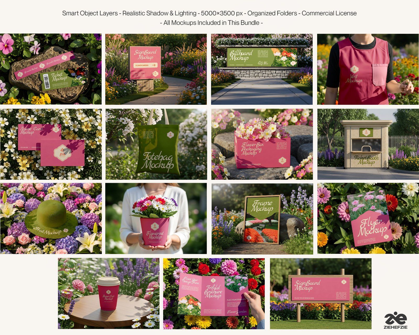 Premium Flower Garden Mockup Bundle PSD – Outdoor Branding & Floral Lifestyle Scenes — image 2