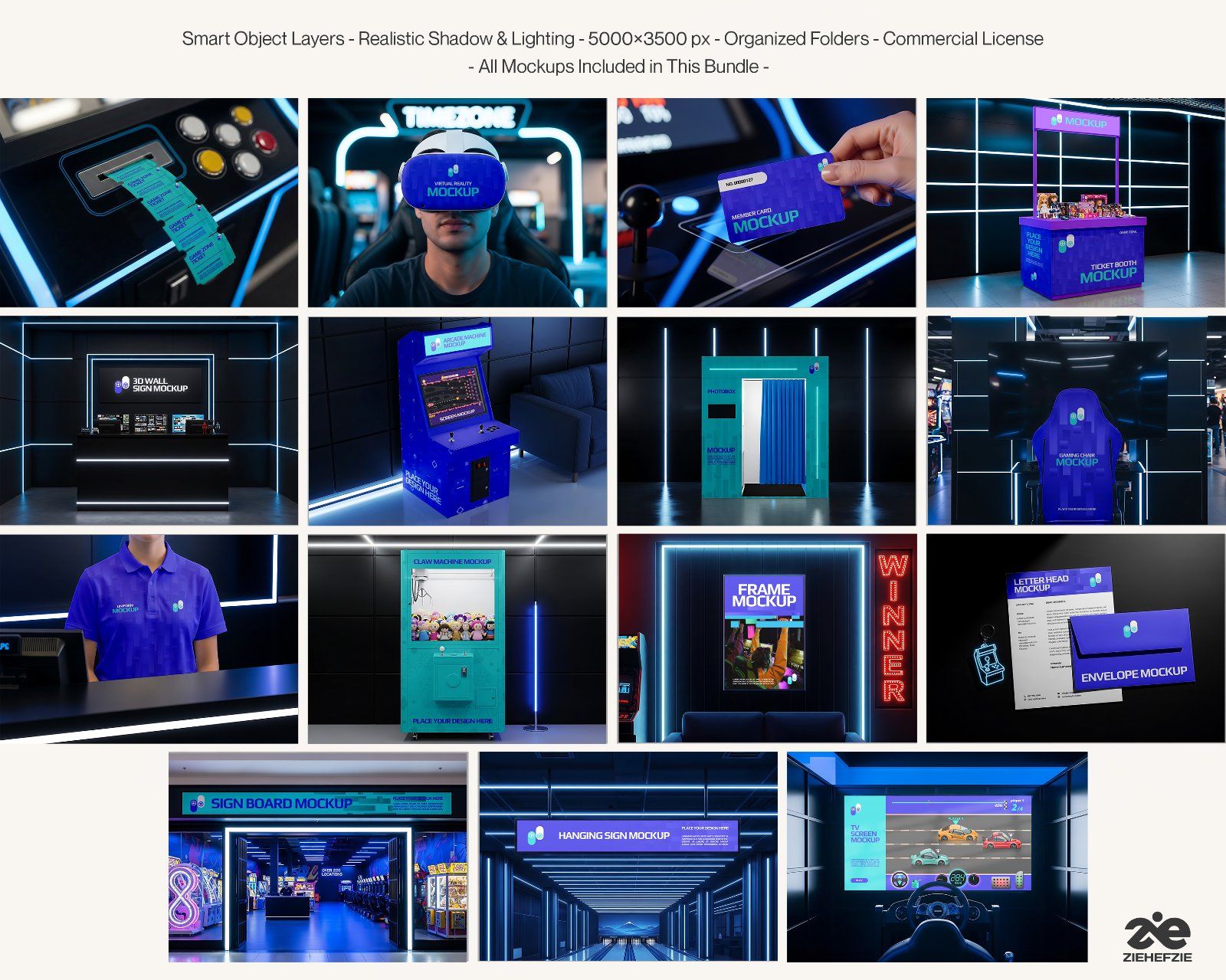15 Premium Arcade Center Mockup Bundle Gaming Brand — image 2