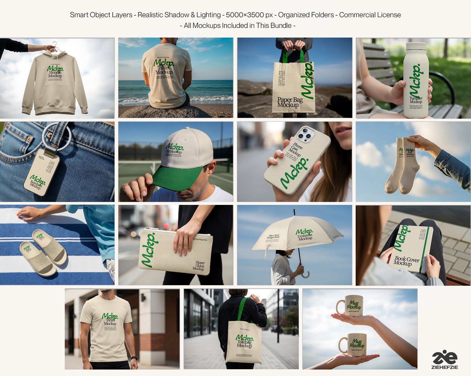Merchandise Mockup Bundle PSD – T-Shirt, Cap, Tote Bag & Lifestyle Branding Scenes — image 2