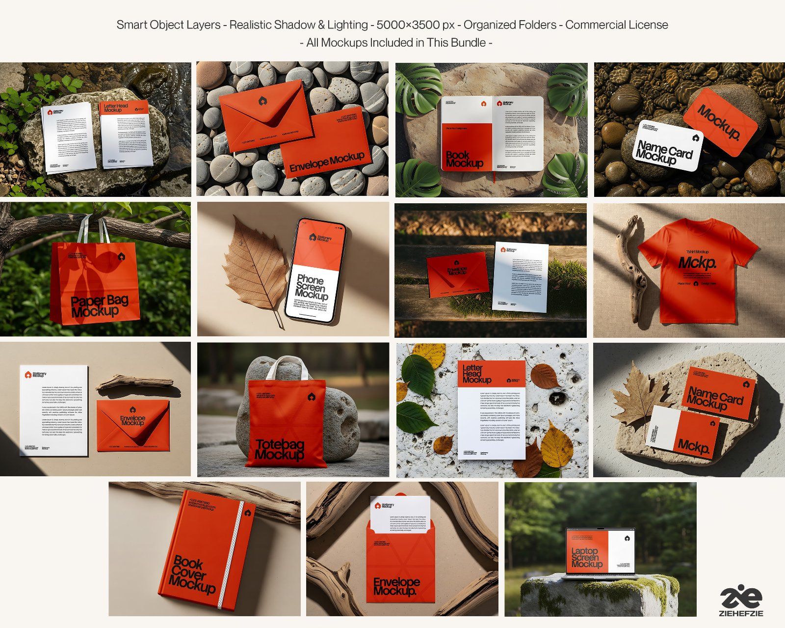 Nature Branding Kit Mockup Bundle – Stationery, Tote Bag, Book & Phone Screen PSD Mockups — image 2