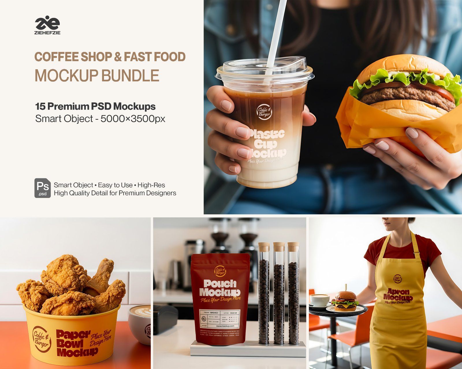 Coffee Shop & Fast Food Mockup Bundle – Restaurant Branding PSD Collection — image 1