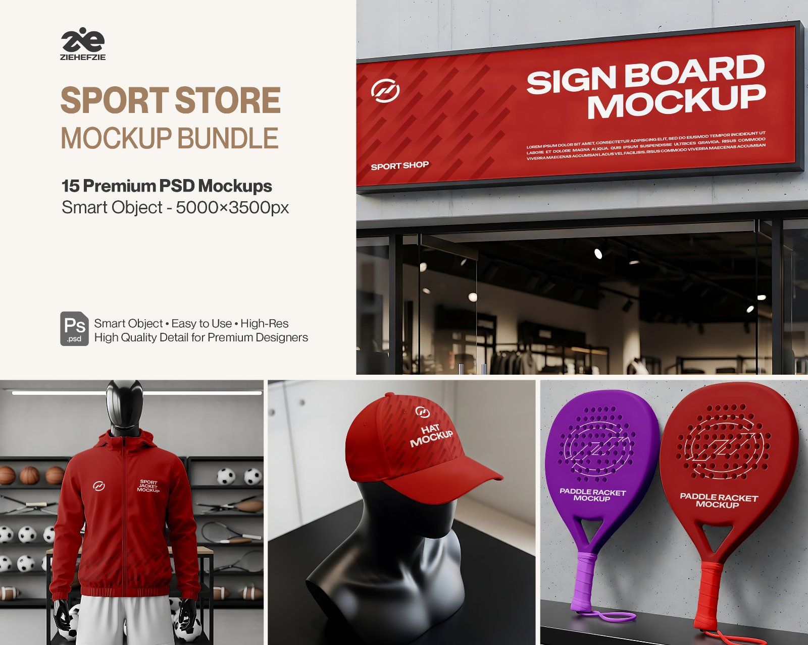 Sport Store Mockup Bundle 15 Mockup PSD – Retail Signage, Apparel & Equipment Branding — image 1
