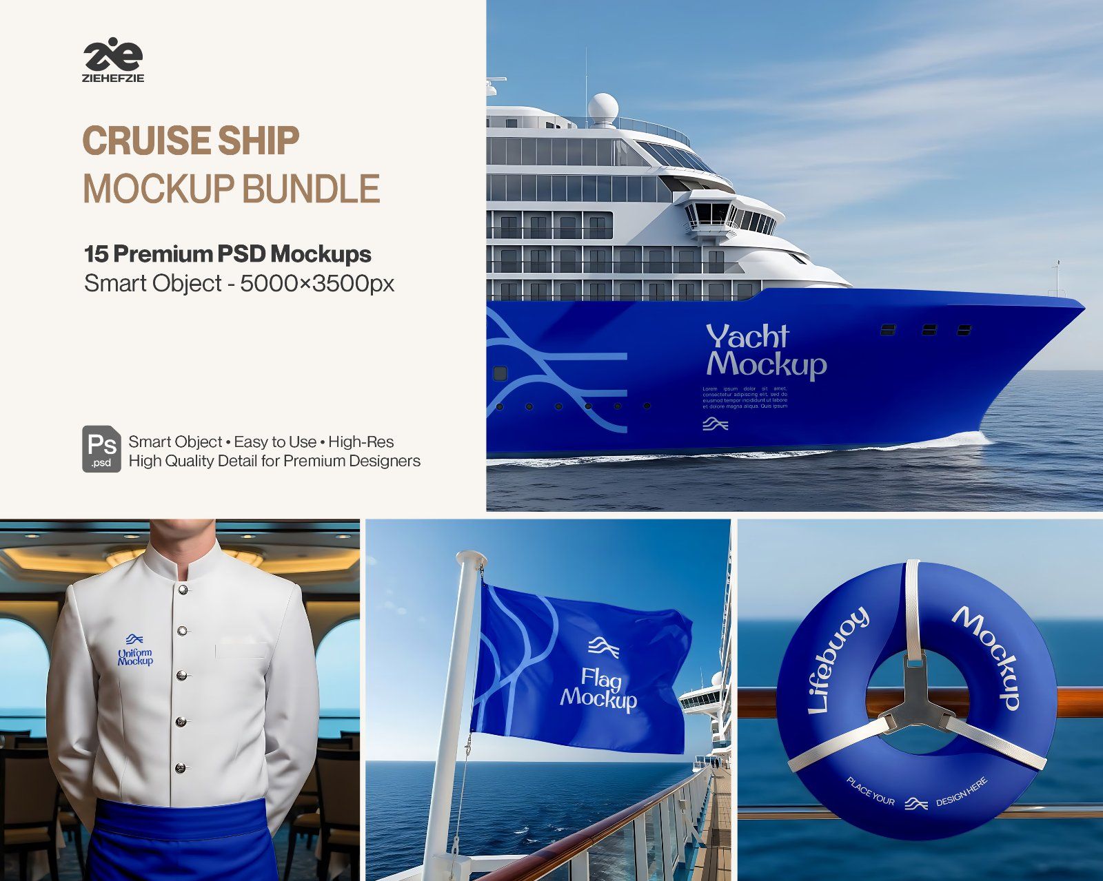 Cruise Ship Mockup Bundle - Maritime Branding with a Luxury Cruise Ship Mockup — image 1