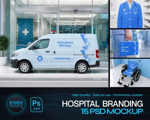 Premium Hospital Branding Mockup Bundle – 15 Professional PSD Scenes for Healthcare & Medical Mega I