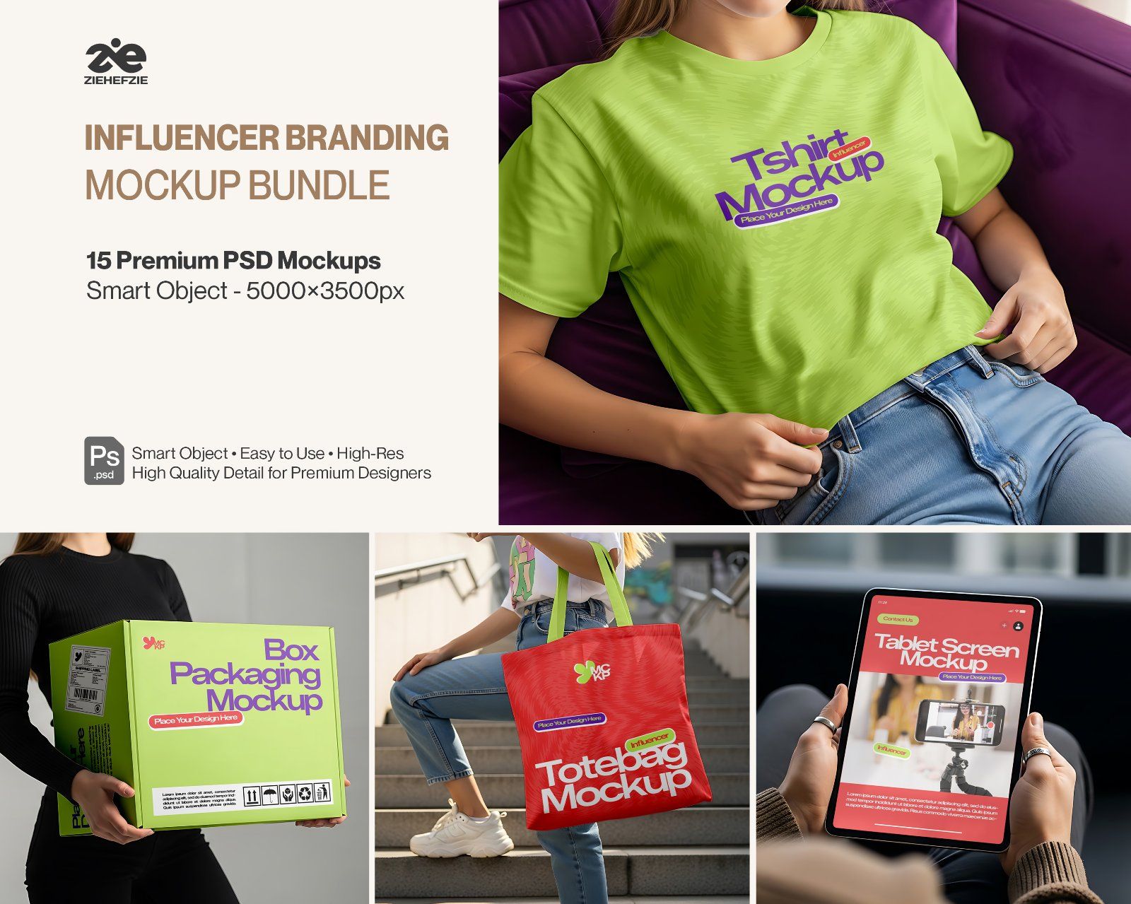 Premium Influencer Branding Mockup Bundle – 15 Lifestyle PSD Scenes for Merch & Digital Creators — image 1