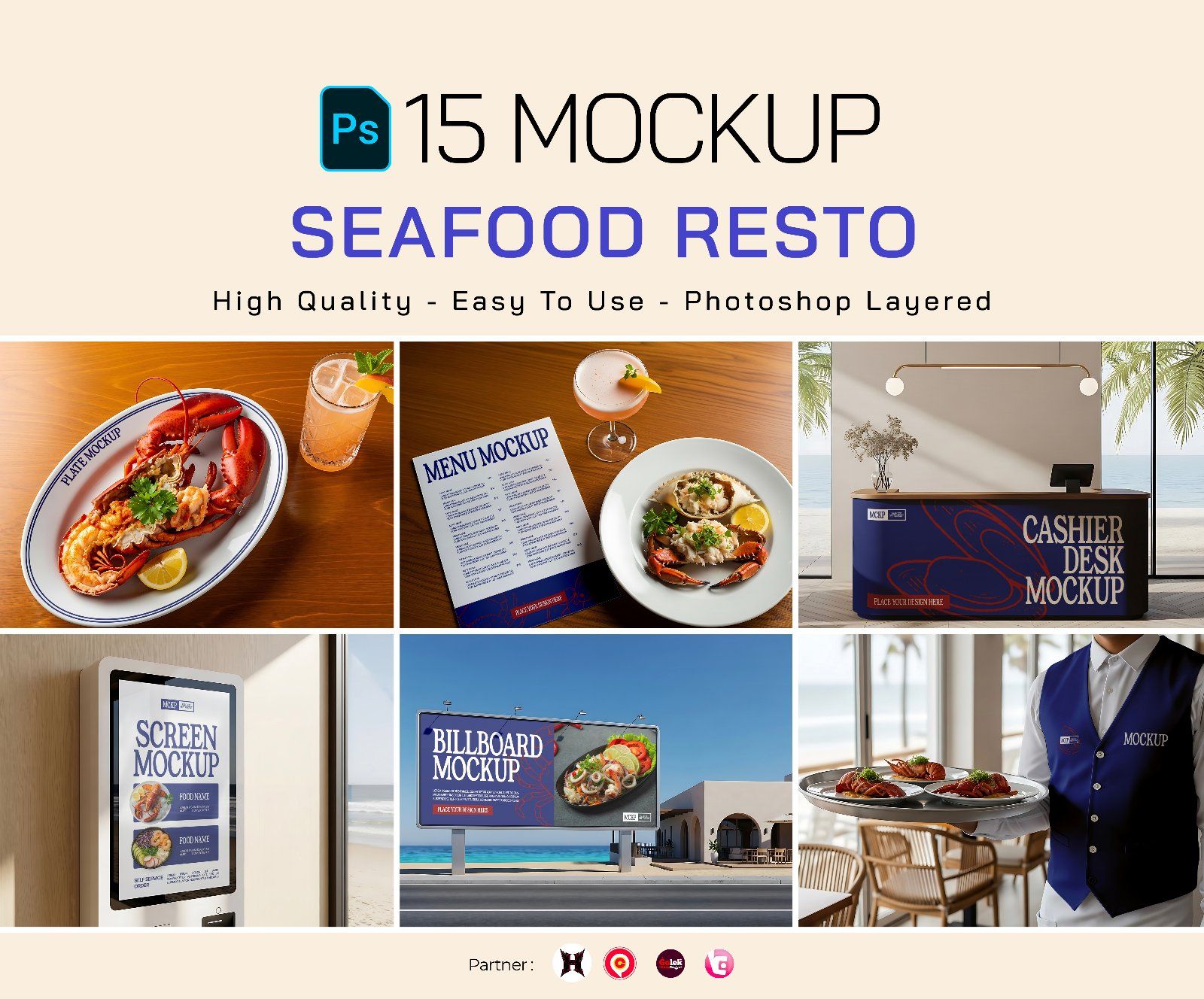 Premium Branding Fresh Seafood Restaurant Mockup — image 1