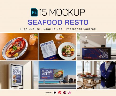 Premium Branding Fresh Seafood Restaurant Mockup