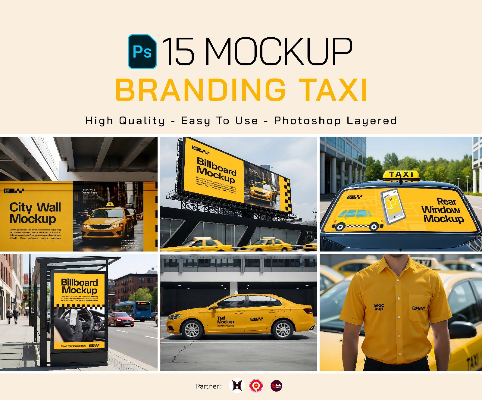Premium Branding Yellow Taxi Mockup — image 1