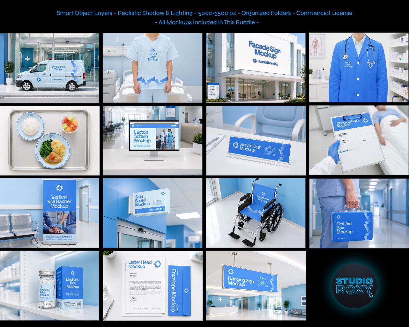 Premium Hospital Branding Mockup Bundle – 15 Professional PSD Scenes for Healthcare & Medical Mega I — image 2