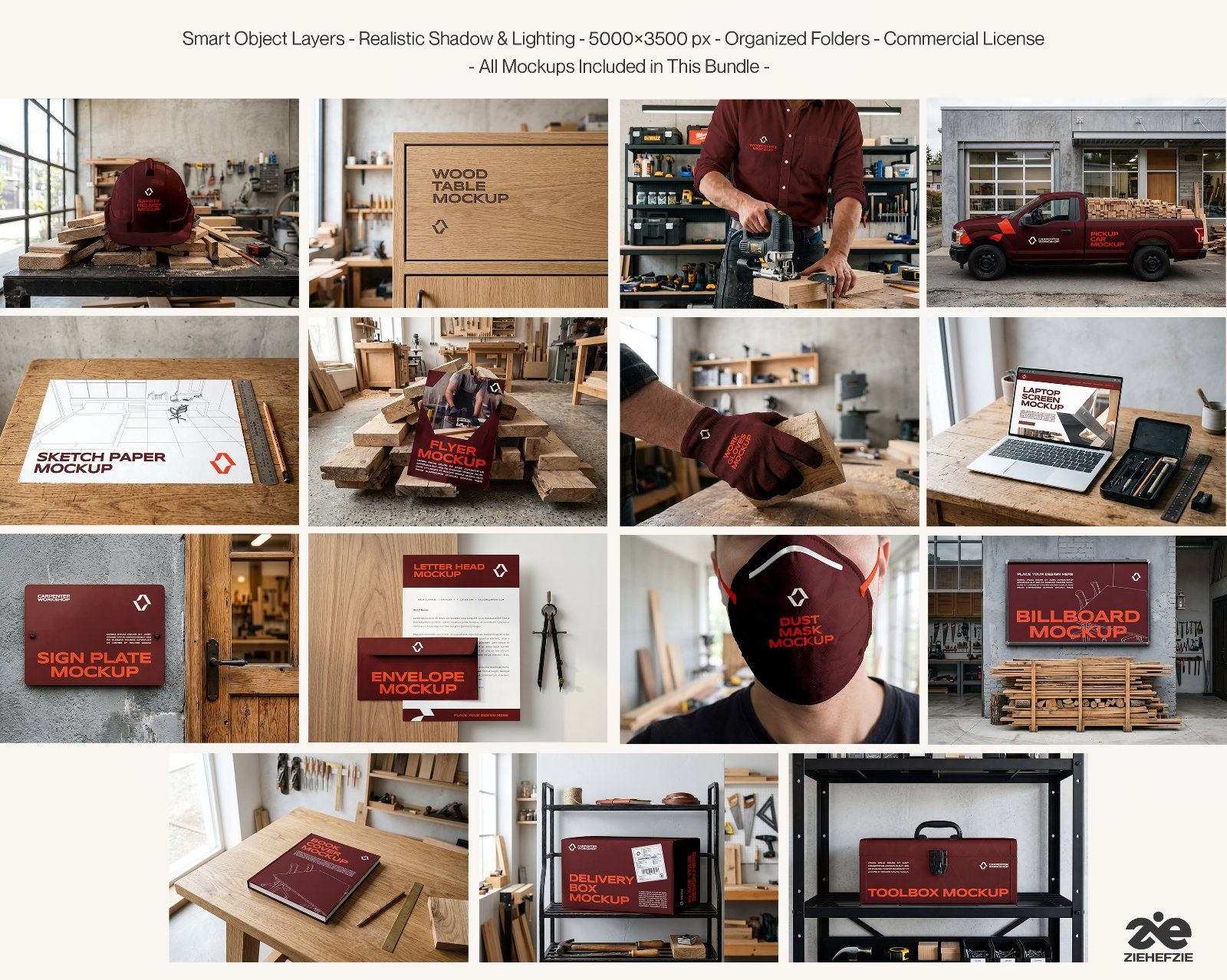 Ultimate Branding Carpenter Mockup Bundle – 15 Premium PSD Scenes for Woodworking & Industrial Ident — image 2