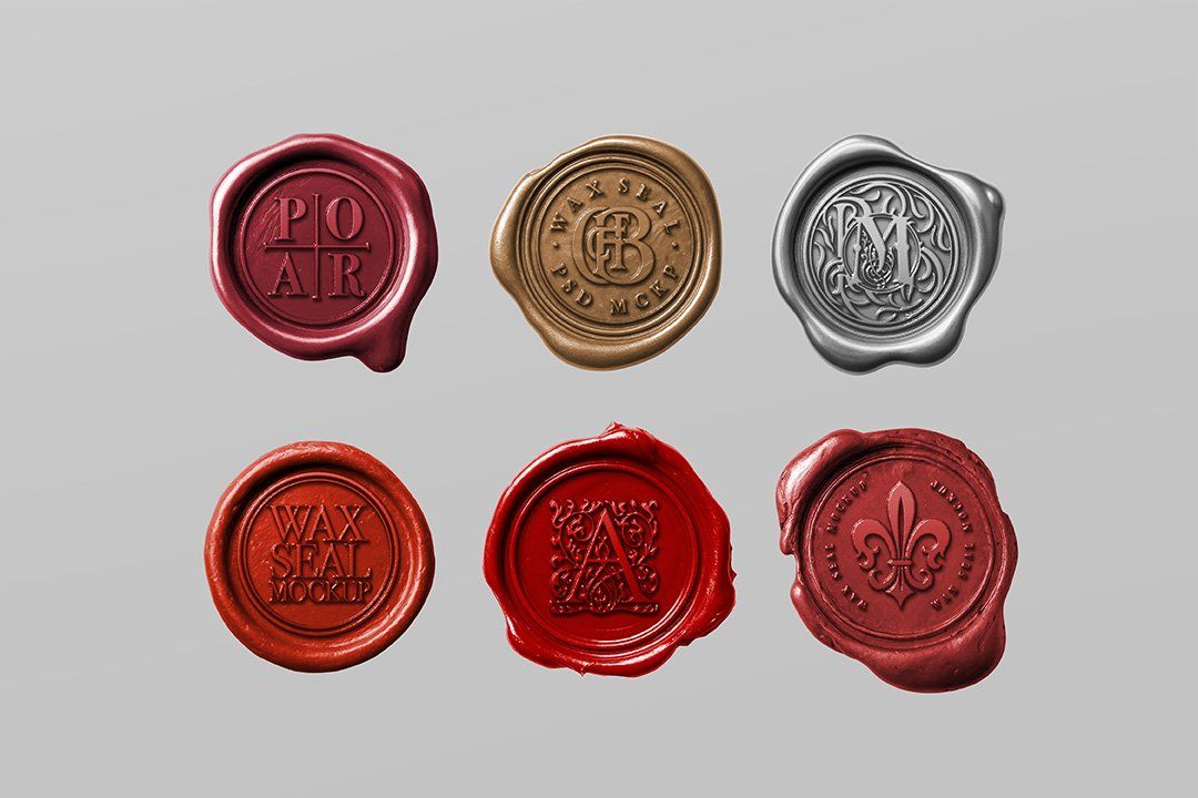 Wax Seal Mockup Set – 6 Isolated Stamps — image 1