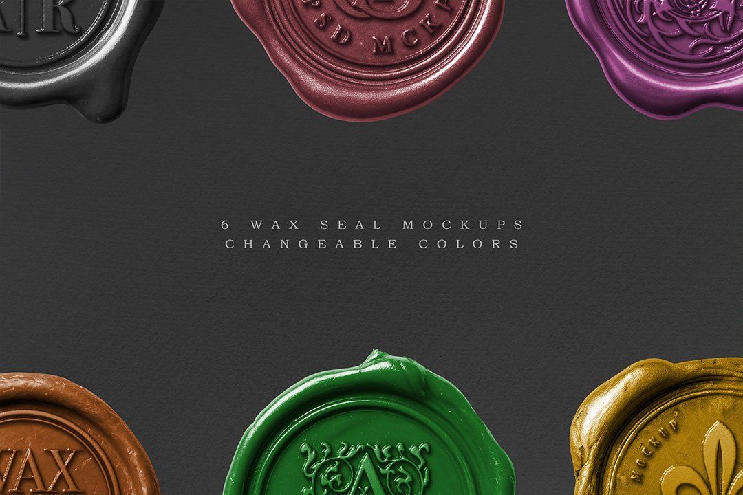 Wax Seal Mockup Set – 6 Isolated Stamps — image 2