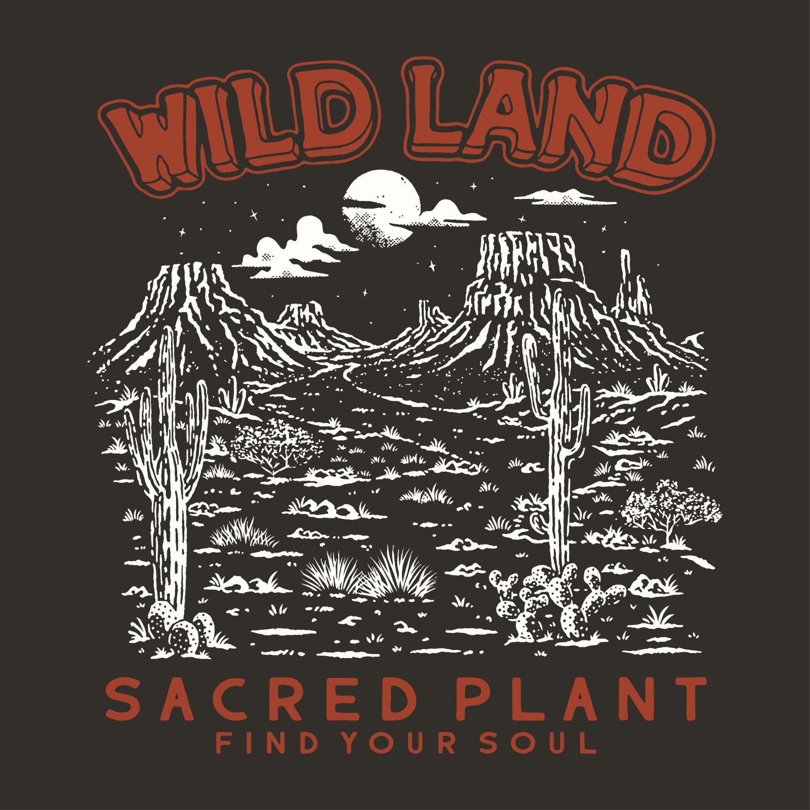 Wild Land Desert Vintage Illustration | Sacred Plant Western T-Shirt Design — image 4
