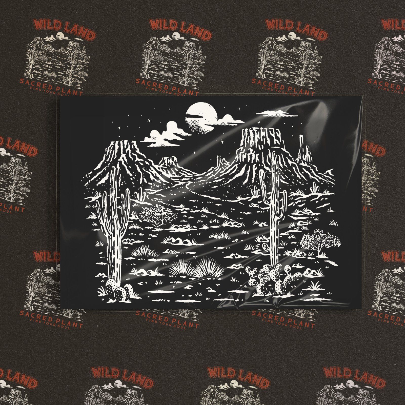 Wild Land Desert Vintage Illustration | Sacred Plant Western T-Shirt Design — image 3