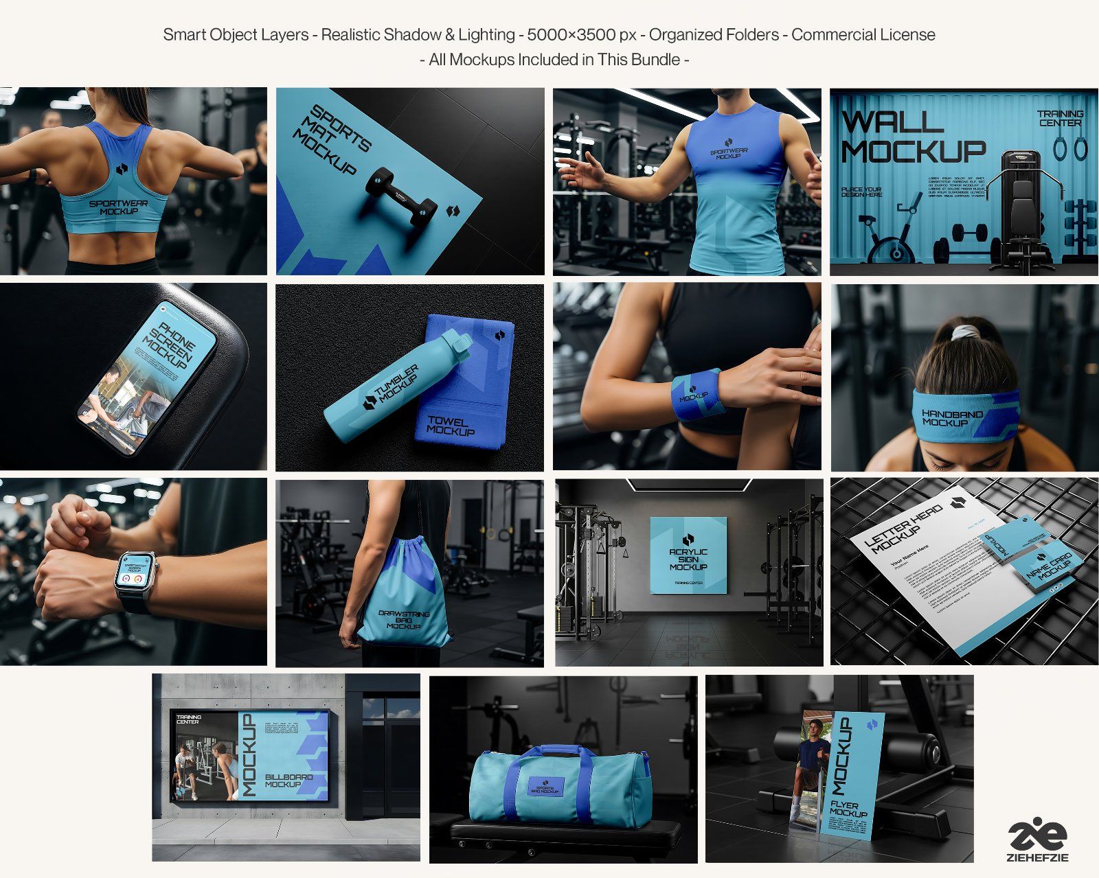 15  Premium Fitness Training Center Mockup Bundle Gym Branding — image 2