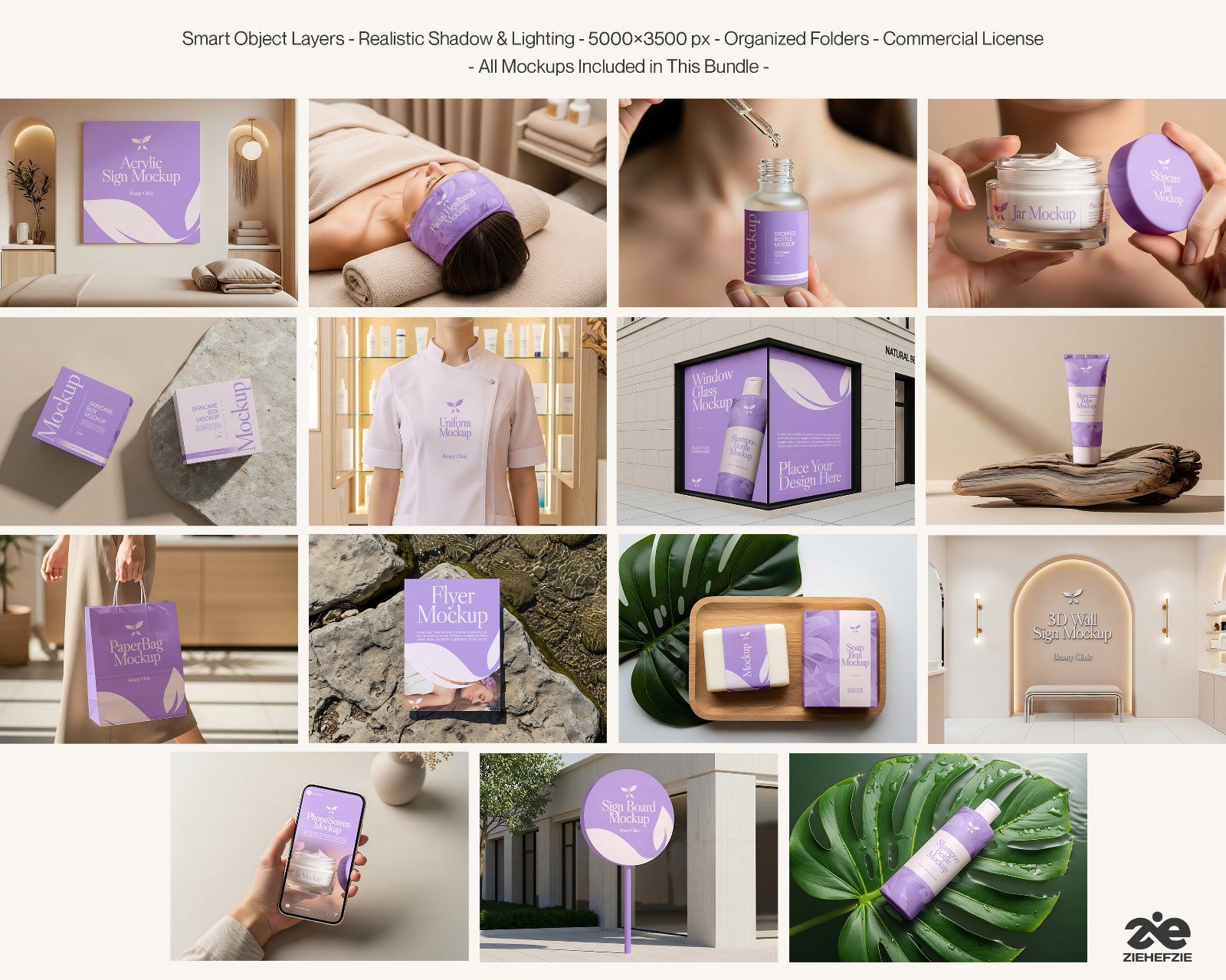 Beauty Clinic Mockup Bundle – Skincare Packaging, Cosmetic Branding PSD Mockups — image 2
