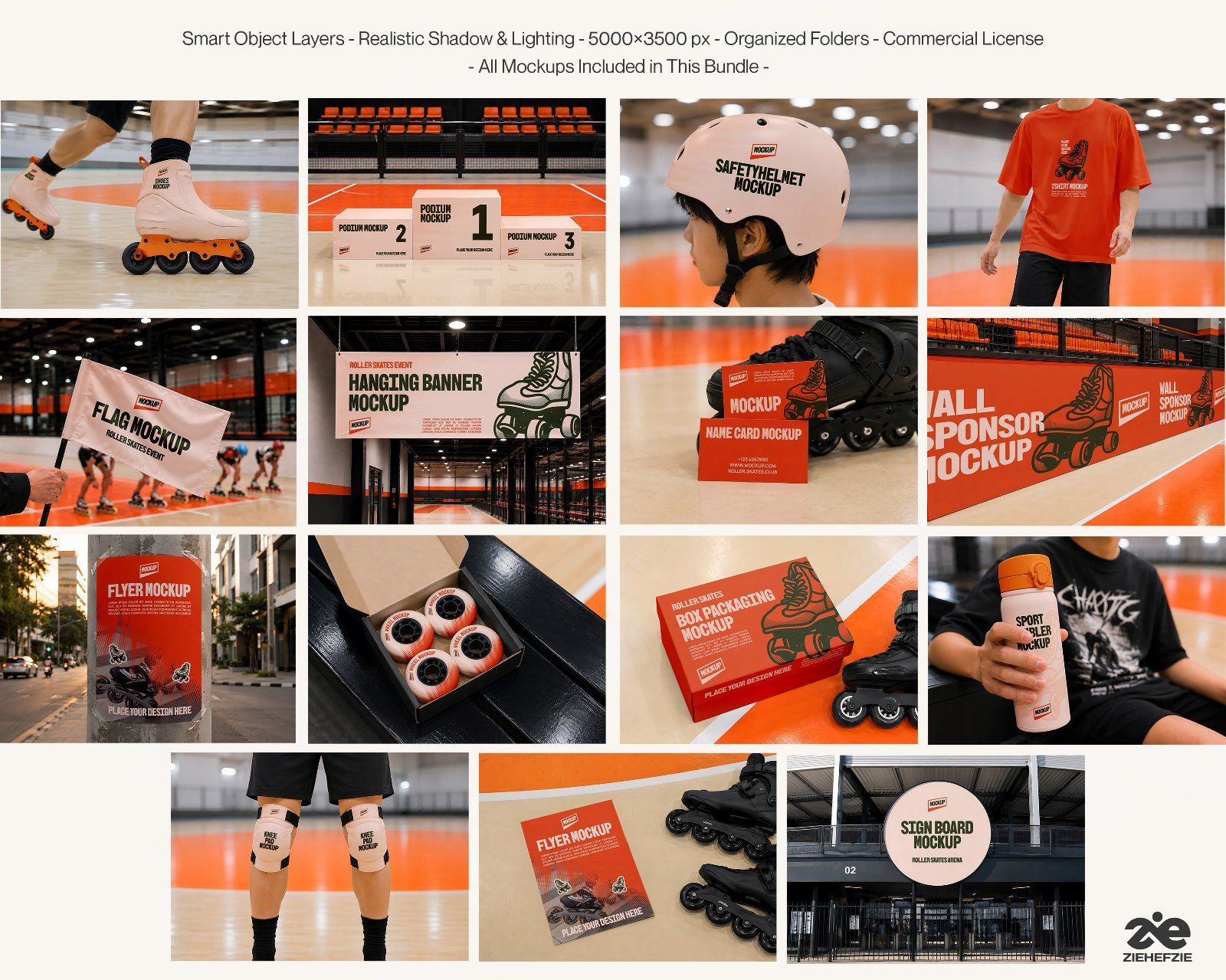 Premium Roller Skating Event Branding Mockup Bundle – 15 Retro & Urban PSD Scenes for Street Sports — image 2