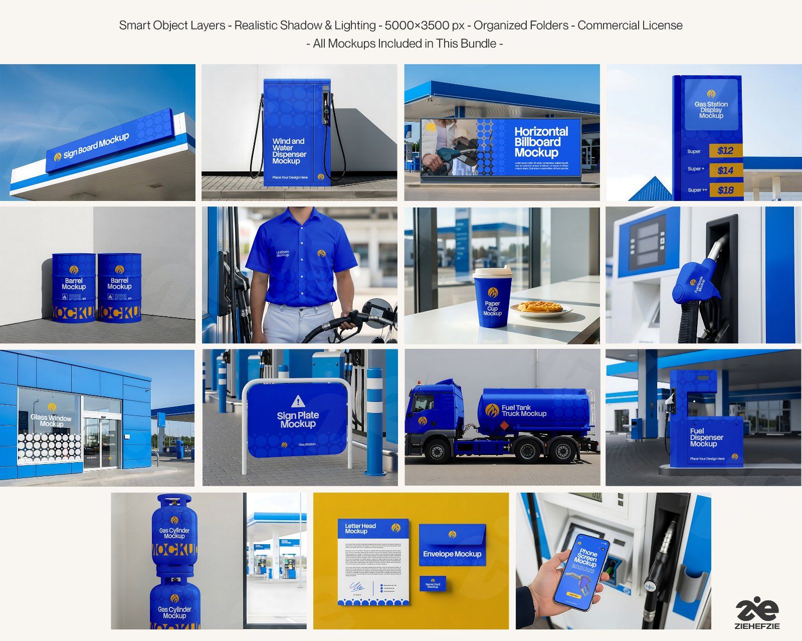 Gas Station Branding Mockup Bundle Vol.2 – 15 Premium PSD | Fuel Pump, Display Board, Uniform & Tank — image 2